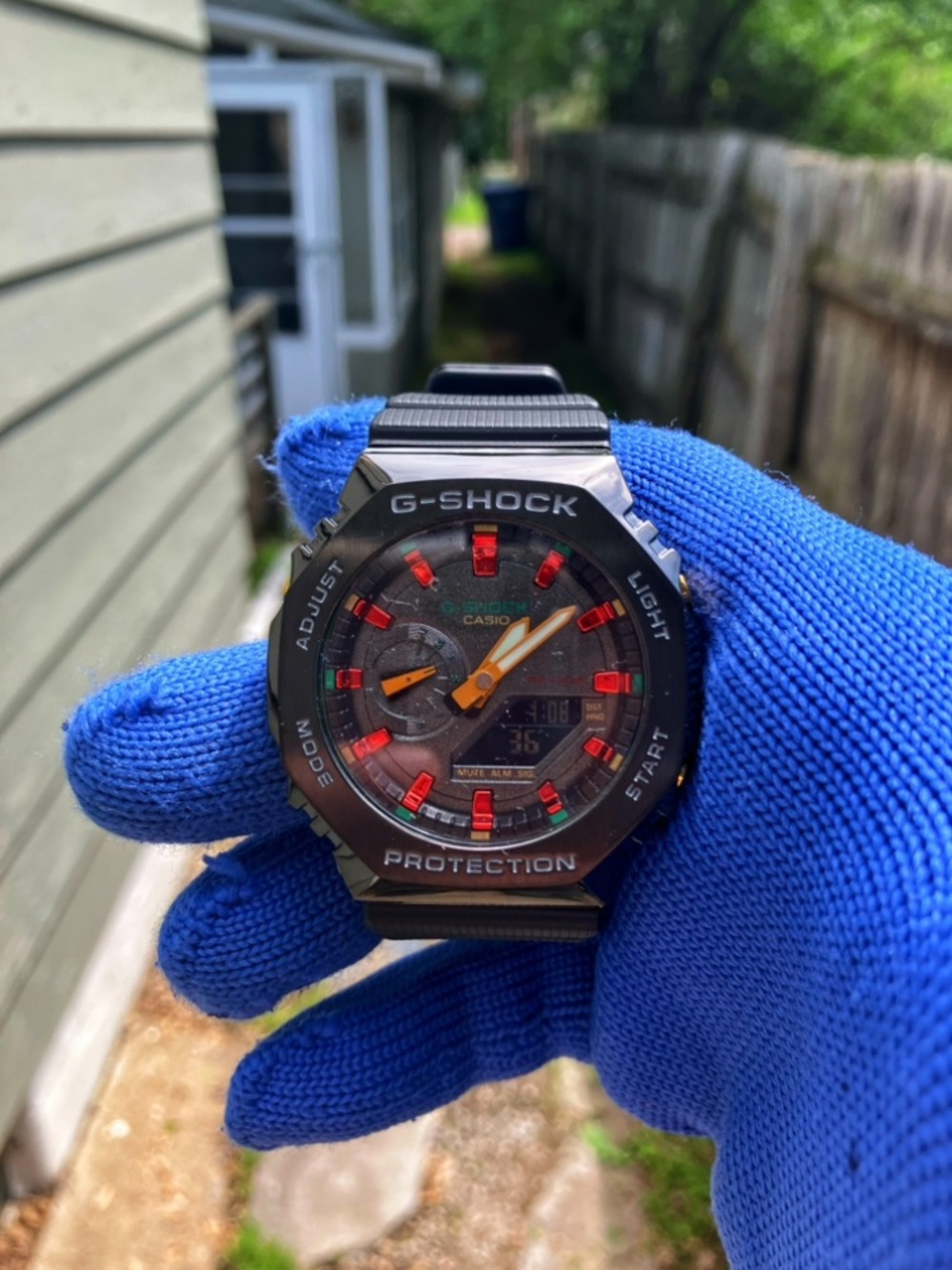 BUSSDOWN Gold Moissanite Custom G-Shock – Red & Black Colorway - Picture 3 of 4